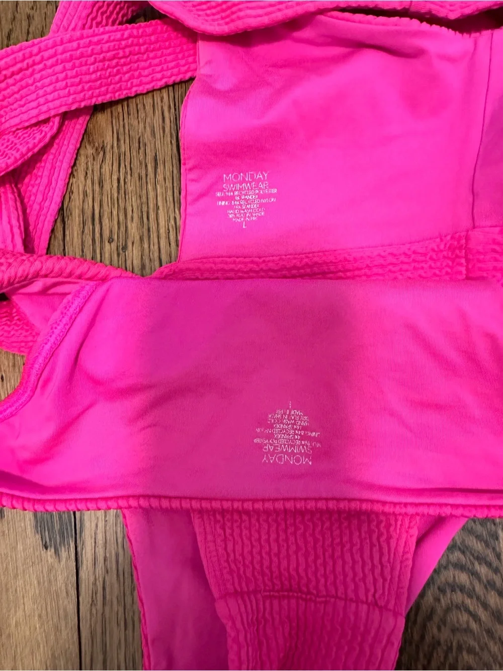 Monday Swimwear | Hot Pink | Ribbed Bikini Set | Large